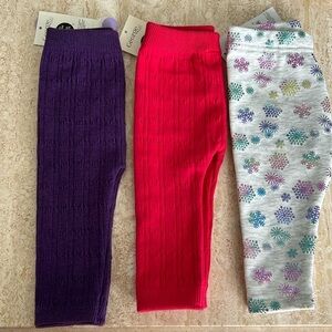 NWT bundle of three winter leggings size 3-6 months